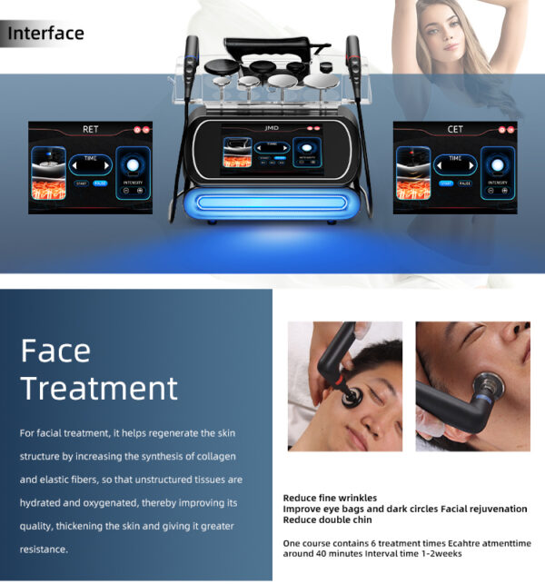 Portable 448KHZ RFTecar Therapy RET CET Diathermy Body Sliming Machine Pain Relief Skin Tightening INDIBA Deep Care